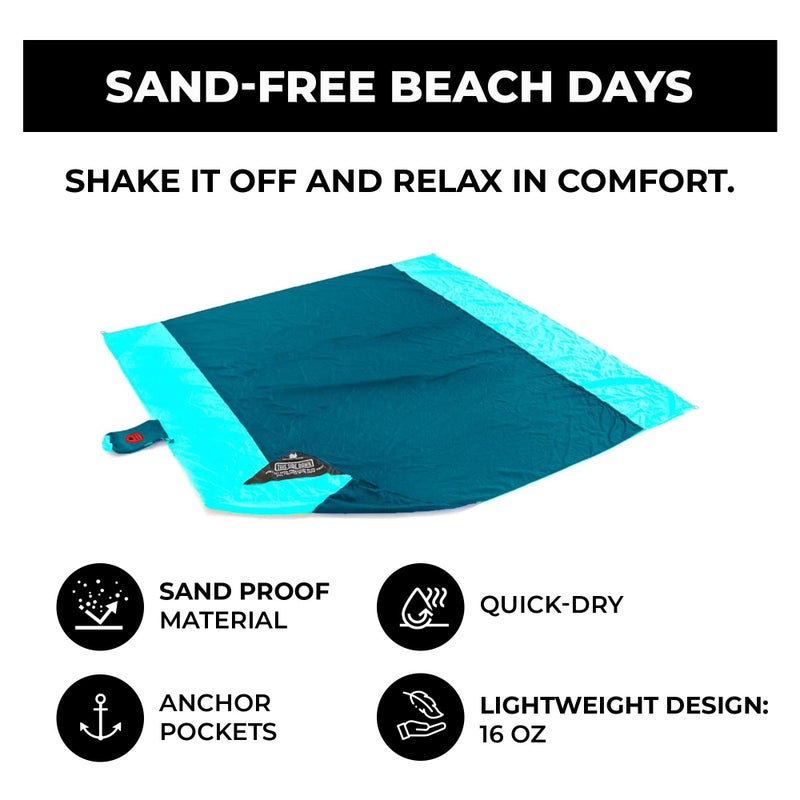 GRAND TRUNK Parasheet Blanket - Sand & Water Resistant Beach Blanket, 7x7ft with Anchor Pockets, Lightweight & Quick-Dry (Blue Lagoon) - Image 4